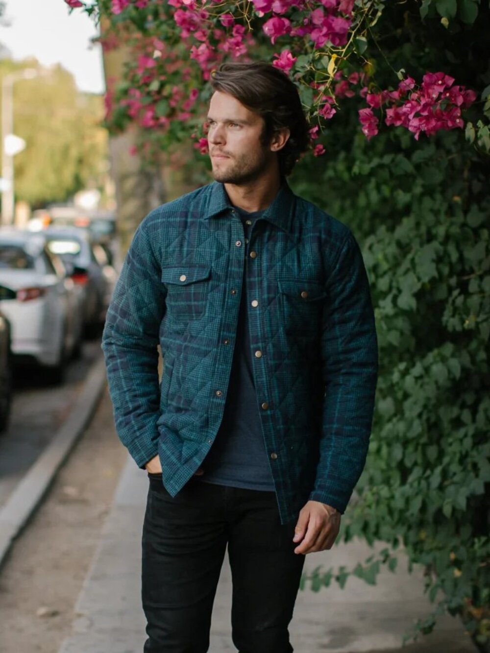 PX Quilted Blue & Green Plaid Flannel Shacket/0613
